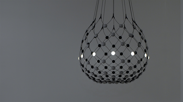 Mesh Pendelleuchte wireless Ø100 / 3 m Kabel, schwarz